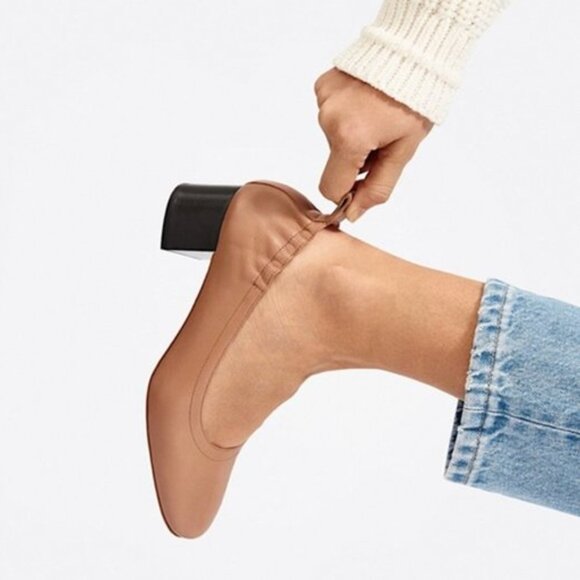 Everlane The Day Heel in Pecan Size 7 Stacked Block Heel Italian Leather Preppy - Picture 2 of 16